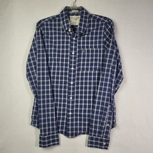 Abercombie & Fitch Blue Long Sleeve Mens Size Medium Plaid Muscle 100% Cotton